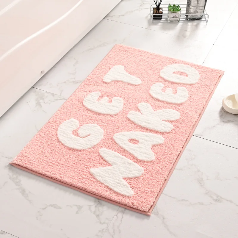 Inyahome 50x80cm Get Naked Bath Mats Pink Floor Rugs Non-Slip Quick Water Absorption for Bedroom Bathroon Door Mat Living Room