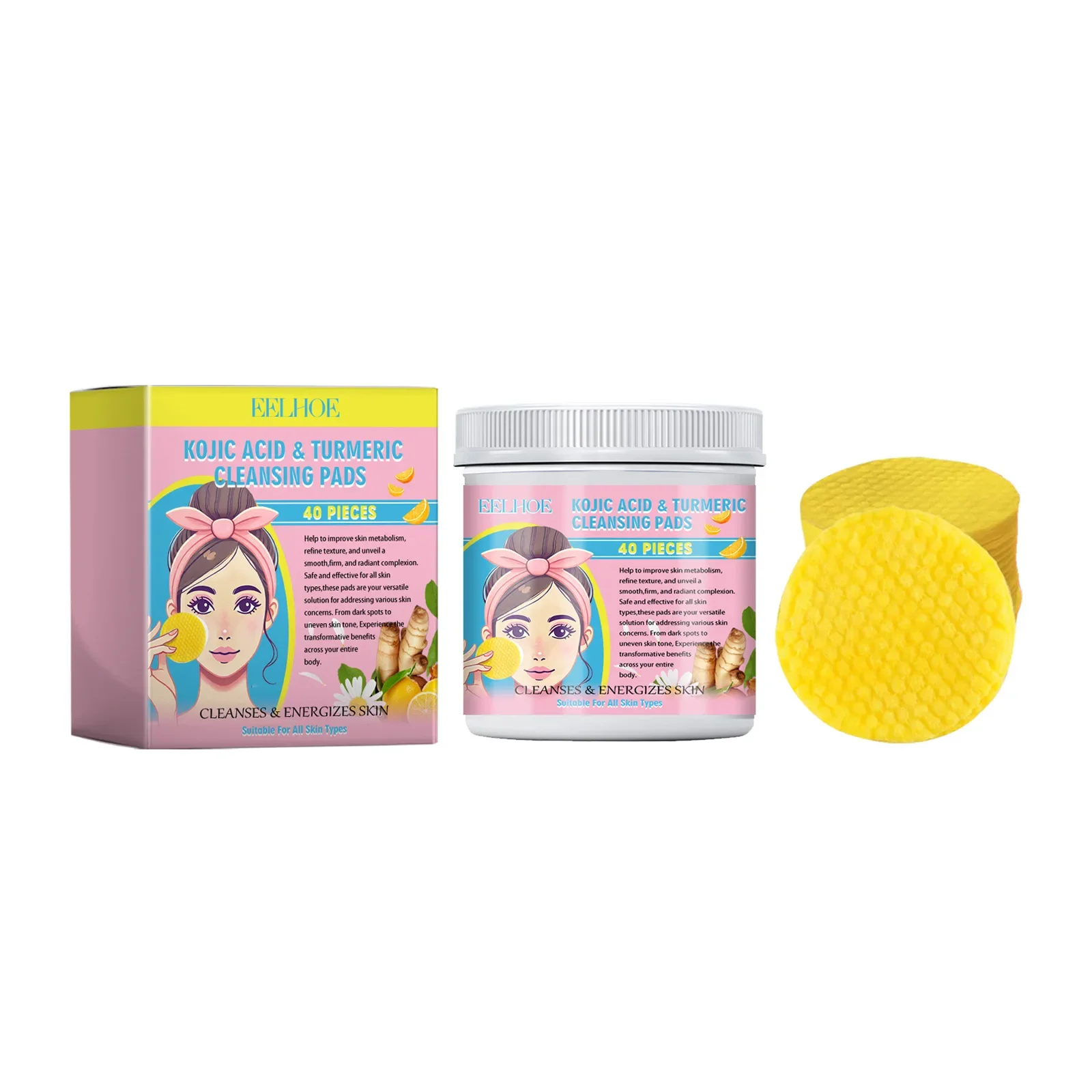 

Sdotter New EELHOE Turmeric Kojic Acid Cleansing Pad for Face Cleansing Oil Control Skin Care Cotton Disposable Makeup Remover P