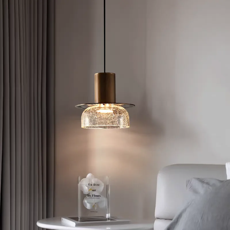Nordic Cracked Glass Chandelier High-end Home Lighting for Living Room Bedroom Bar Designer Light Luxury Single Headlight