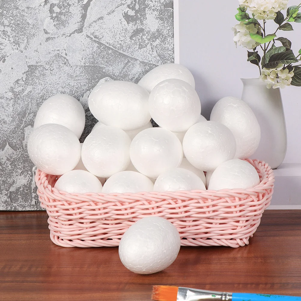 50 Huevos de Espuma para Pintar, Huevos Sólidos para Manualidades de Pascua, Educación Infantil, Adornos de Huevos para Niños