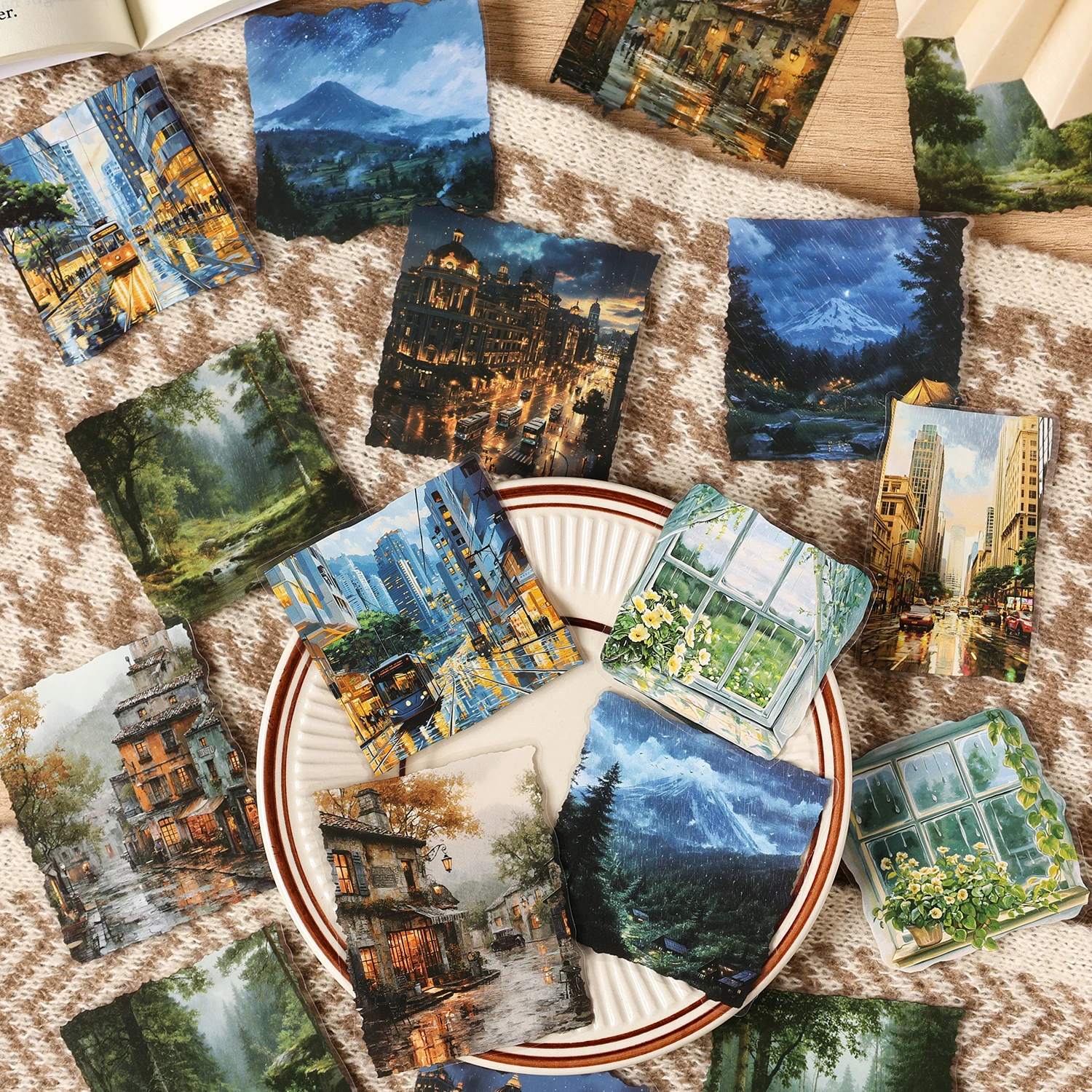 حزمة ملصقات المناظر الطبيعية 8 قطعة سكرابوكينغ الهاتف الغيتار الأمتعة الكتابة على الجدران مجلة ملصقات القرطاسية جماليات الإبداعية #3