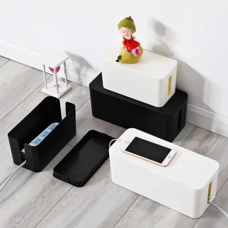 Cable Storage Box Power Board Wire Management Socket Strip Wire Case Dust Charger Socket Organizer Network Bin Charger