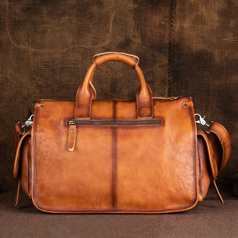 Bolsos de cuero genuino Retro portátiles para hombres, bolsos de viaje de cuero Real, gran capacidad, bolso de gimnasio de ocio, bolso de mensajero de hombro