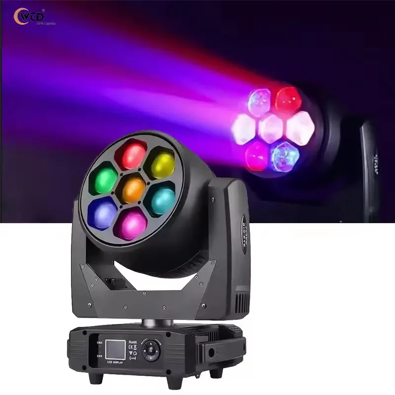 

Jacmui Stage Light 350W 7 *40W 4IN1 Rgbw Bee Eye Beam LED Moving Head Wash Dmx 512 Control Light For Stage Lighting Event