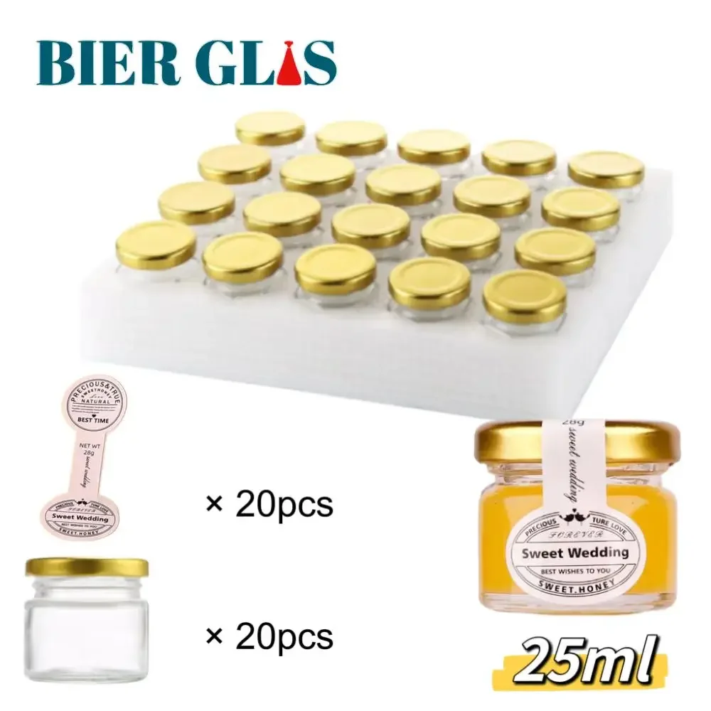 1oz Personalized Guest Gift Honey Jar for Bulk Mini Glass Pot with Wedding Stickers or Small Bottle with Lid Wholesale Lots