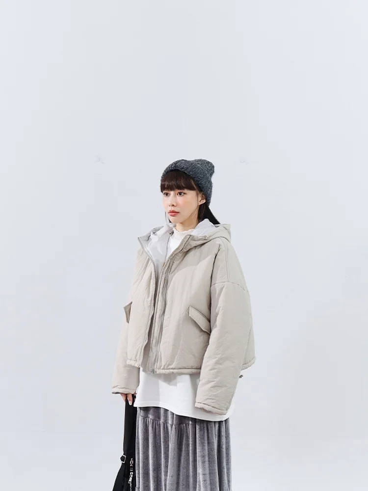 

QUEENOP Новая женская повседневная куртка с капюшоном на осень-зиму, однотонная, с утяжкой по низу, из смесового хлопка и полиэстера, теплая