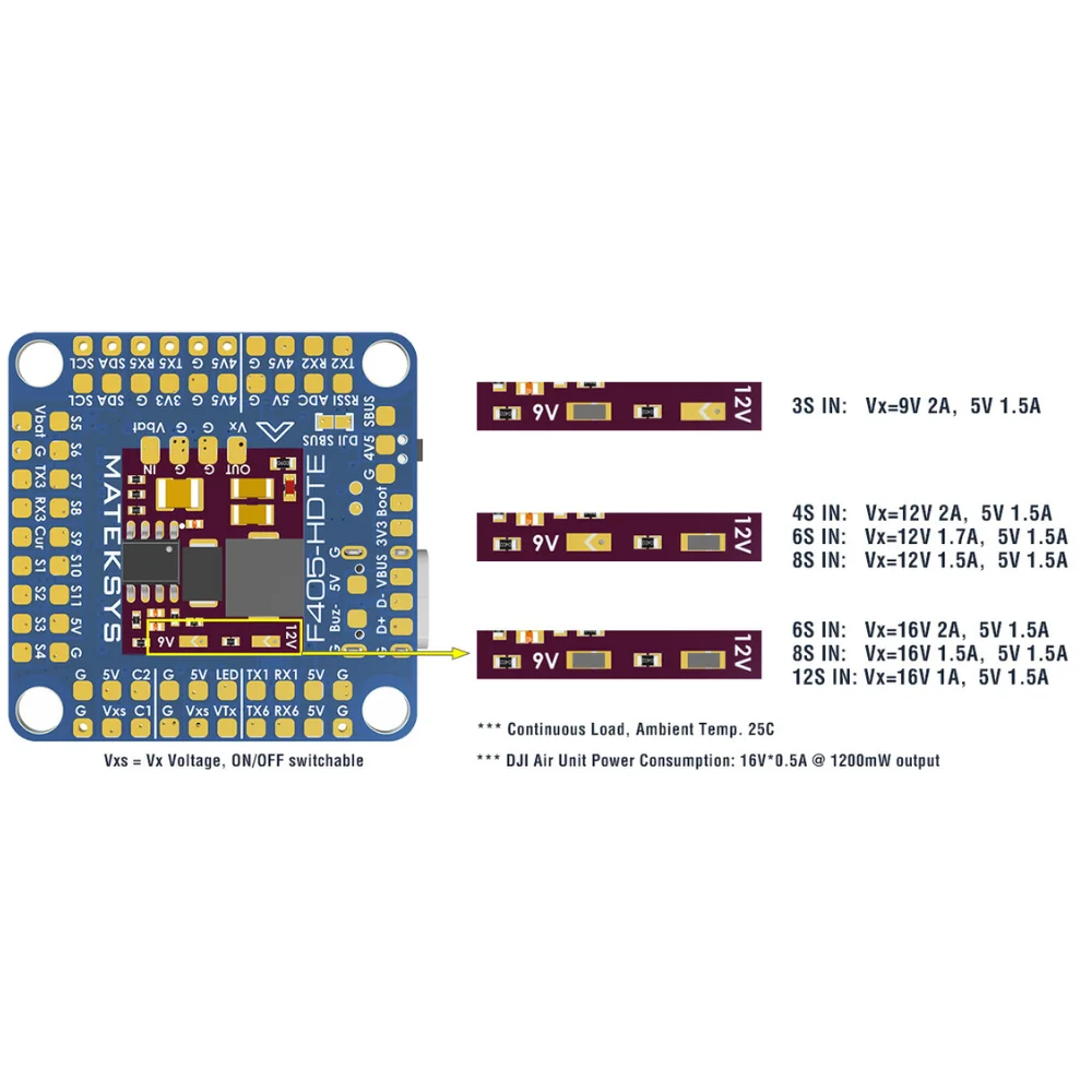 MATEK F405-HDTE F4 Flight Controller STM32F405 Built-in Dual BEC OSD Blackbox 3~12S LiPo 30X30mm for FPV Drone instead F722-HD