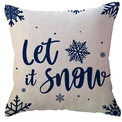 Winter Holiday Decoration Pillow Cover Blue Snowflake Tree Merry Christmas Decoration Cushion Cover Suitable for Sofa Porch