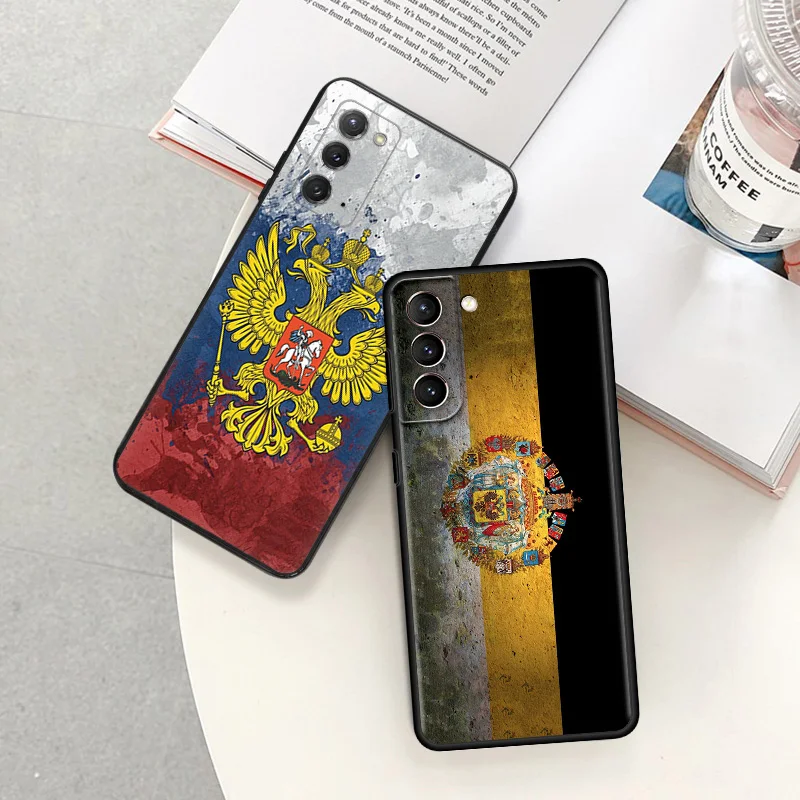 For Samsung S24 Plus Note20 Ultra S23 FE S22 Vintage Russia Flag Galaxy S21 S20 S10 5G Soft Phone Shell Case Cover