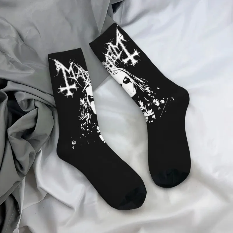 Autumn Winter Crazy Design Men's Women's Mayhem Death Metal Socks Music Band Non-slip Basketball Socks