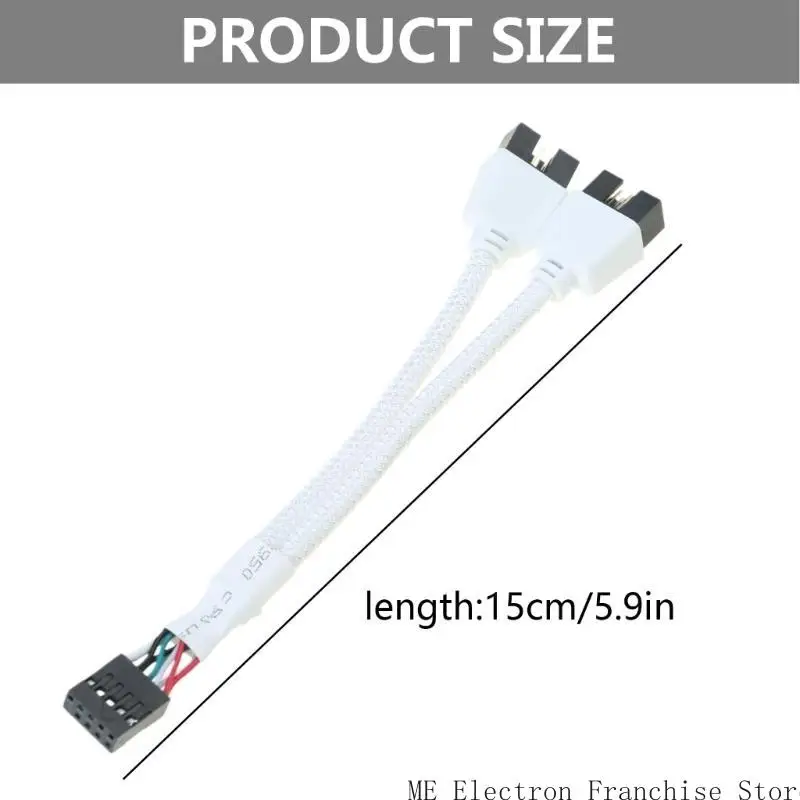 T5EA USB 2.0 9PIN에서 이중 ~ 듀얼 9 핀 차폐 케이블 향상 신호 안정성 15cm