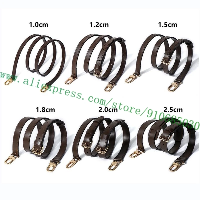 Top Quality Coffee Brown Smooth Calf Leather Bag Strap For Designer Handbag Duffle Purse Shoulder Carry Belt Parts Replacement