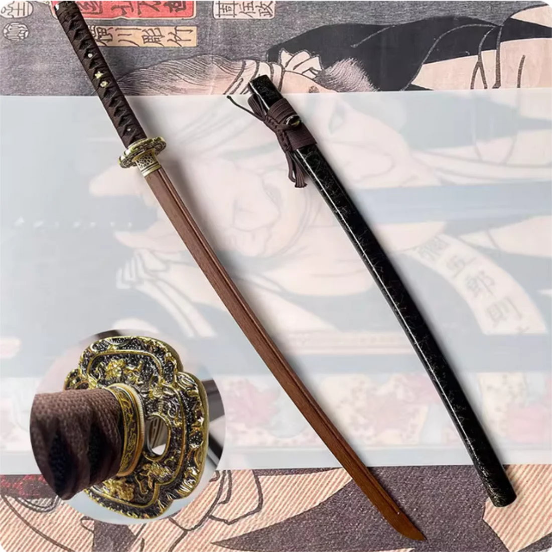 Bokken de 103 cm para Iaido y Bushido, Katana de Calidad con Hoja de Madera de Palisandro, para Entrenamiento Físico, Cosplay, Sin Afilar