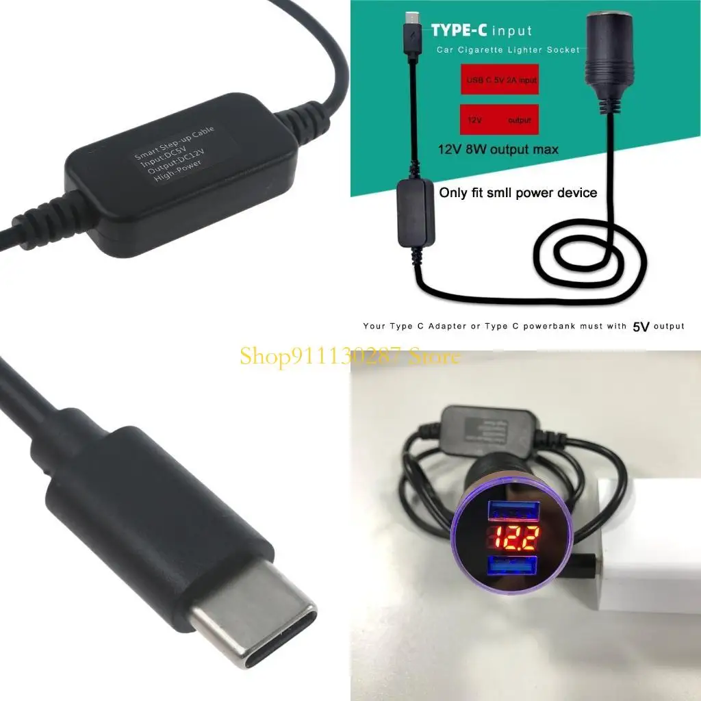 

J1HC Universal Type-C от 5V до 12V Женский шаг вверх по поводу сигарет Канарные автомобили.