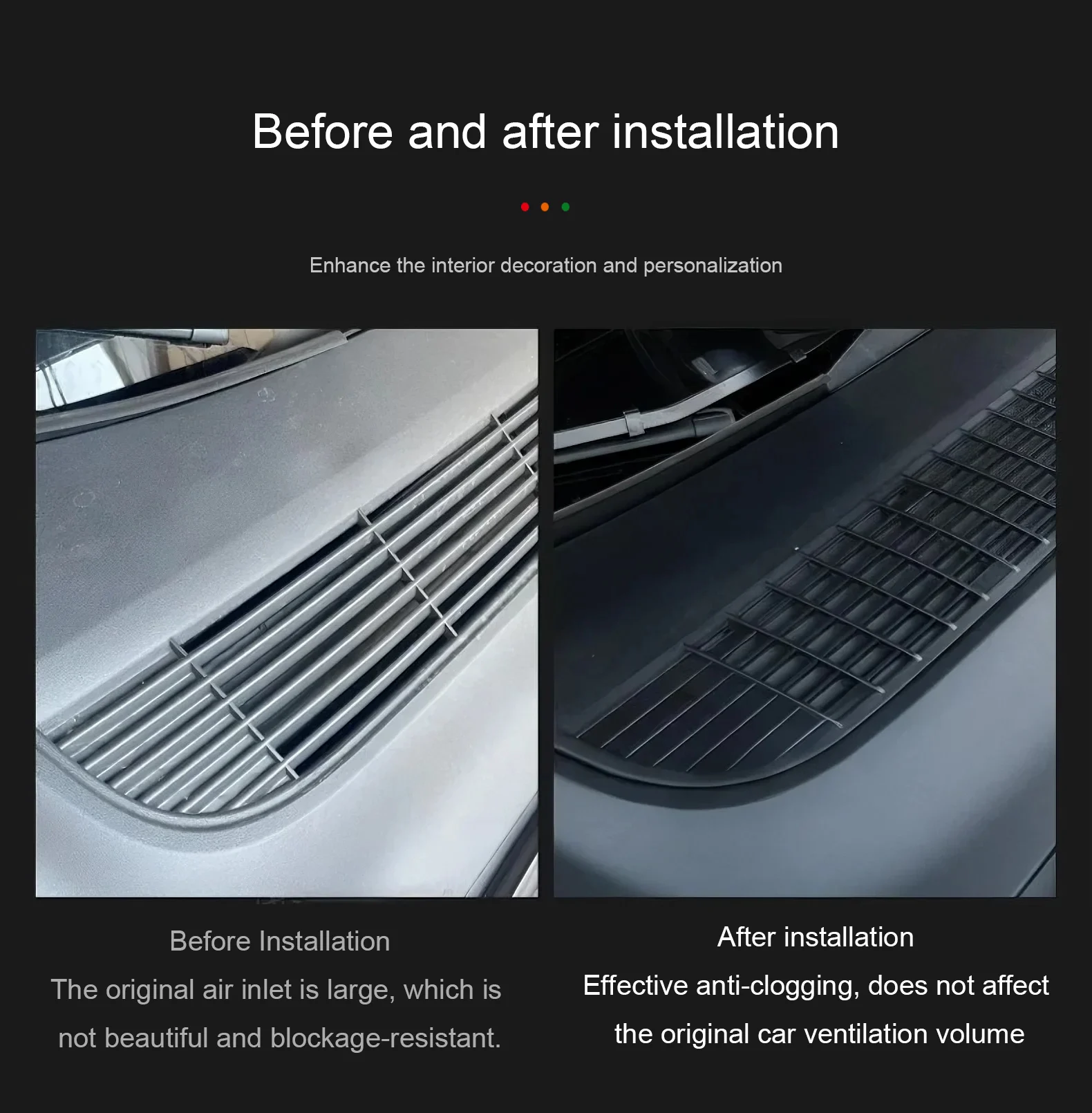 For Tesla Model Y Juniper Front Trunk Air-conditioning Cover Intake Grille Clean Air Inlet Protective Anti-insect Net Accessory