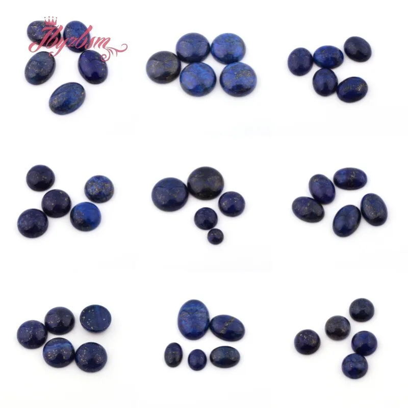 

Natural Blue Lapis Lazuli CAB Cabochon Flatback Dome Undrilled Stone Beads For DIY Pandandt Earring Ring Jewelry Making 5pcs