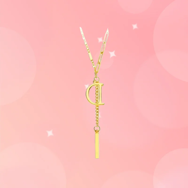 

Gift 9999 real gold 24K yellow gold Letter Necklace Women's High-end Light Luxury New English Letter Clavicle Chain