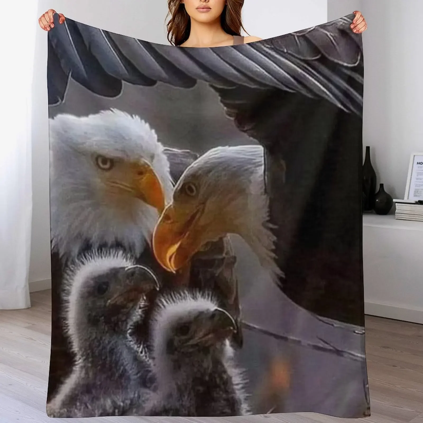 

Majestic American Bald Eagle Family Throw Blanket Custom sofa bed Softest Blankets