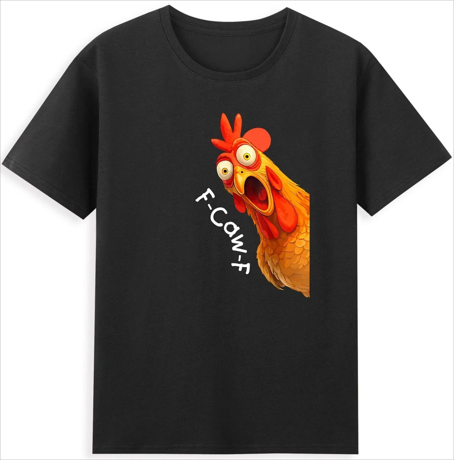 

Fun and Scary Chicken Pattern Printed T-Shirt, Versatile Style Men's summer short-sleeved round-neck T-shirt 100% cotton