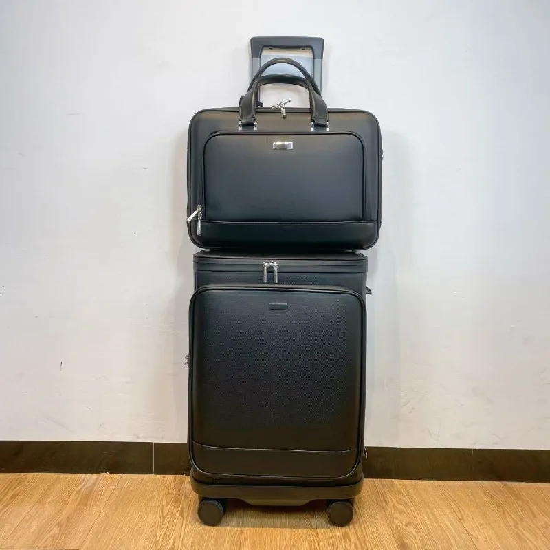 

Business 2-piece suitcase high quality unisex modern travel bag trolley carry-on black large suitcase