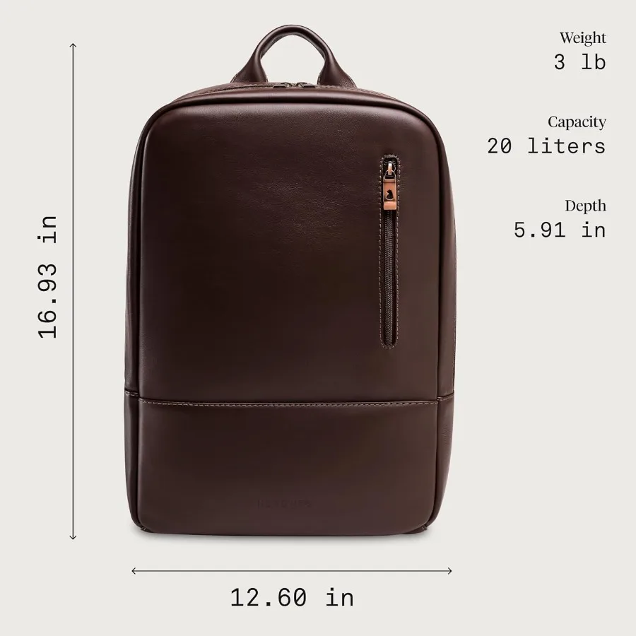 حقيبة ظهر للكمبيوتر المحمول من Nordweg Nomad NW089A خفيفة الوزن للعمل والسفر تناسب أجهزة الكمبيوتر المحمولة حتى 15.6 بوصة باللون البني