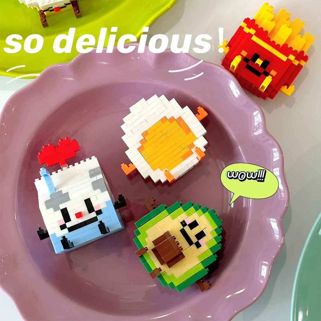 Kinder Pommes Burger Lebensmittel Bausteine Lebensmittel Serie Baustein Ziegel Kinder Puzzle Lernspiel zeug für Jungen Mädchen