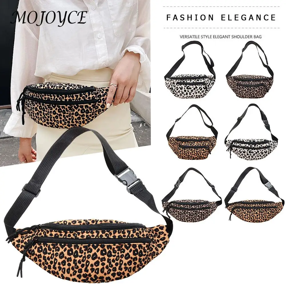 Retro Women Shoulder Bags Leopard Printing Messenger Chest Bag Casual Large Flannel Waist Pack Fashion Handbags