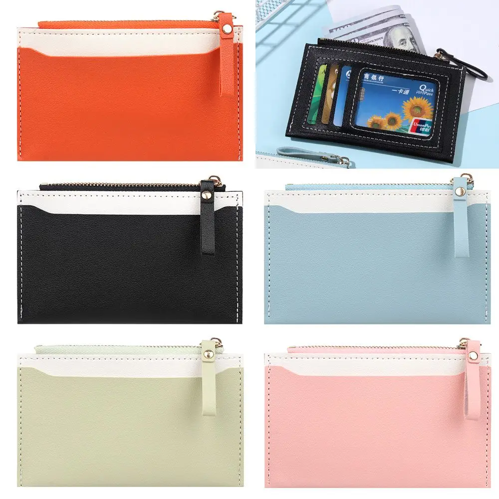 Casual Purse Contrast Color Small Wallet Credit Card Holder Bags Mini Coin Purse Money Bag