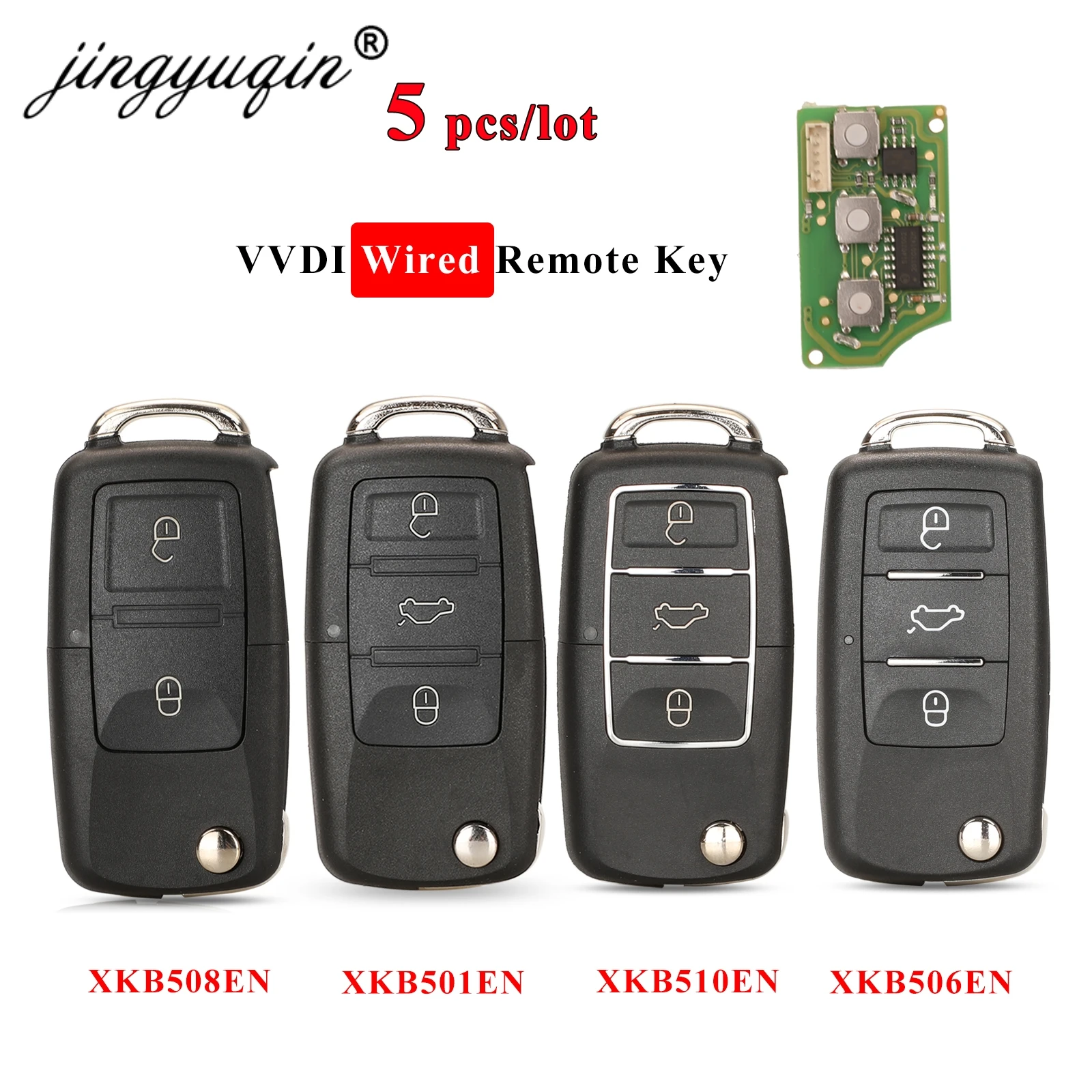 

jingyuqin 5pcs Xhorse XKB501EN XKB508EN XKB510EN Wire Remote Key For B5 Type for VVDI2/VVDI Key Tool/MIni Key Tool/Key Tool Max