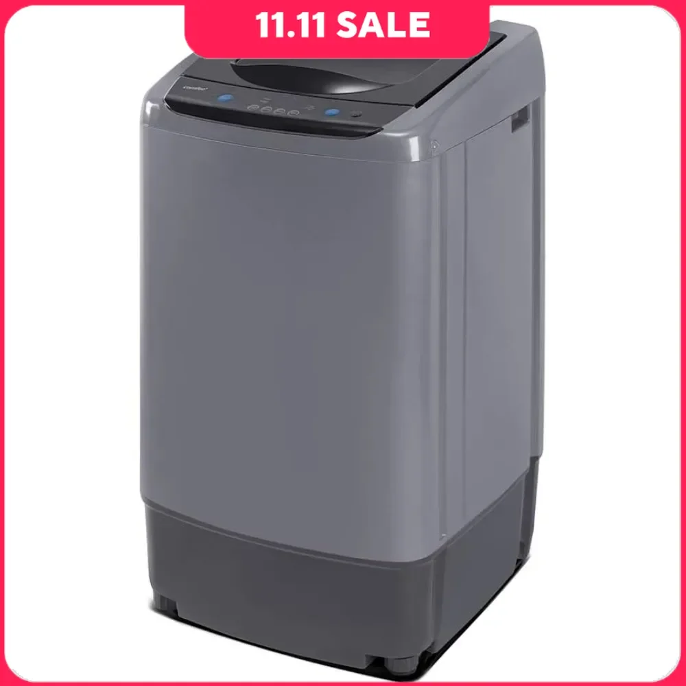 Washing Machine, 0.9 Cu.ft Compact Washer with LED Display, 5 Wash Cycles, 2 Built-in Rollers,, Full-Automatic Washing Machine