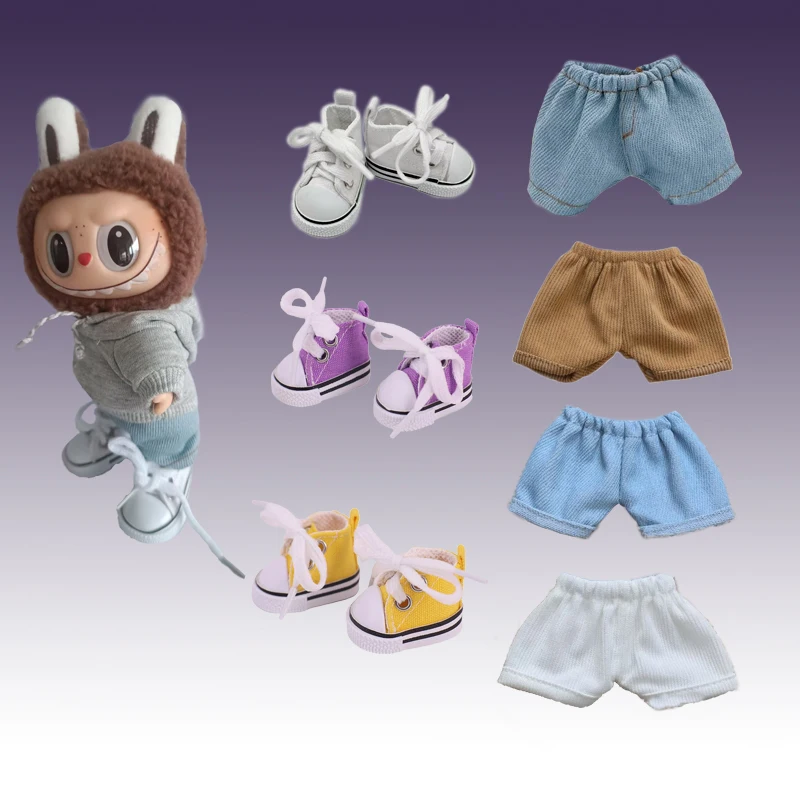 

Cool Sports Shirt Set 15/17cm Labubu High-Energy Series Avant-Garde Mini Doll Clothing V1/V2 Labubu Fashion Style Shoe