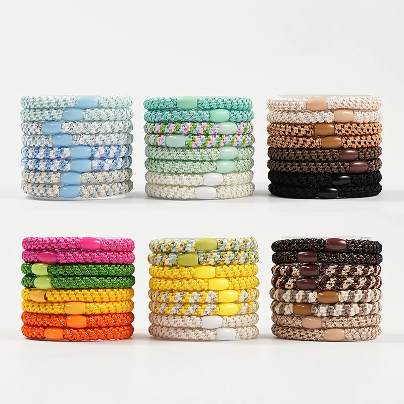 Lot de bandeaux et élastiques à cheveux tressés simples en boîte, chouchous et élastiques pour queue de cheval haute, accessoires capillaires pour filles