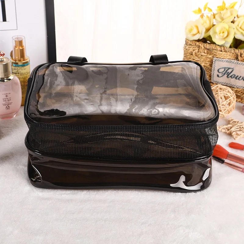 Simple and transparent portable portable travel bag with large capacity and partitioned storage PVC dry and wet separation wash