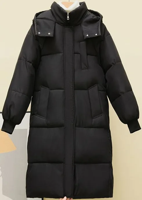 Women's Thickened Long down Cotton Jacket Winter Outerwear Loose Fit Knee-Length Polyester Fiber Filled Snow NiEr Coat