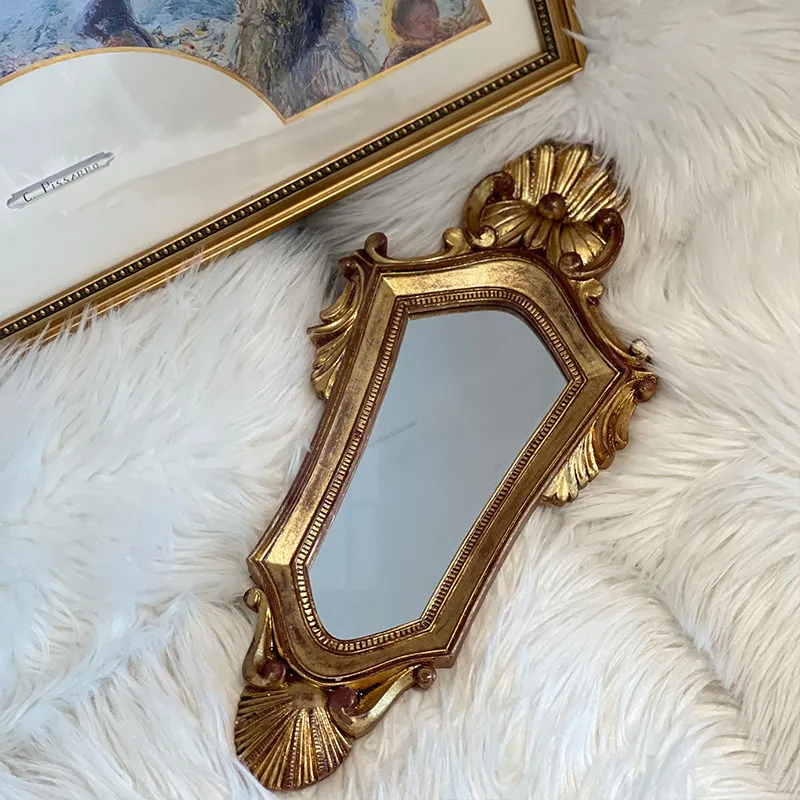 

Французское зеркало ручной работы неправильной формы, состаренное, винтажное, декоративное, настенное и настольное, для гостиной и туалетного столика