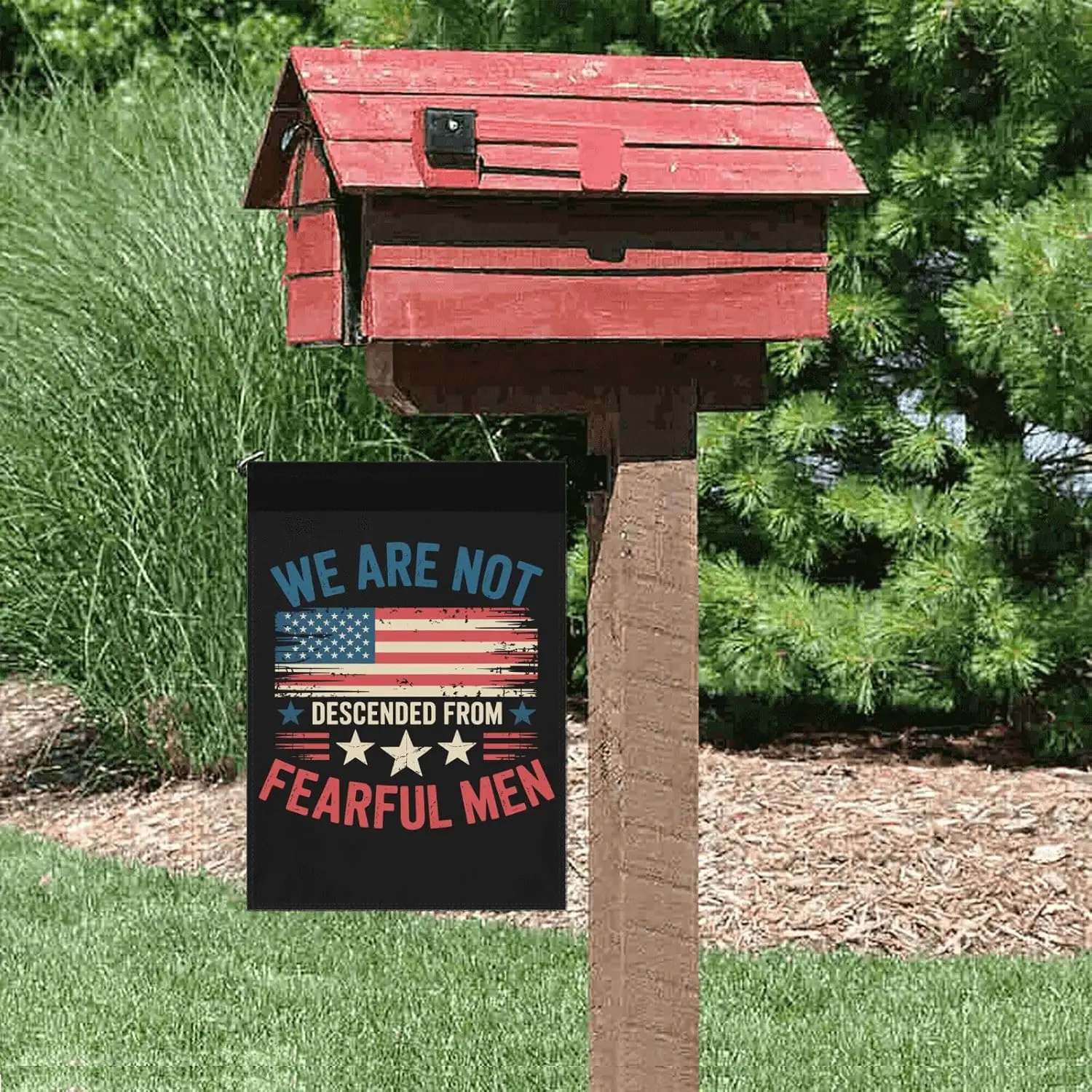 We Are Not Descended From Fearful Men Patriotic Garden Flags Vintage Banner Backyard FFL IIC