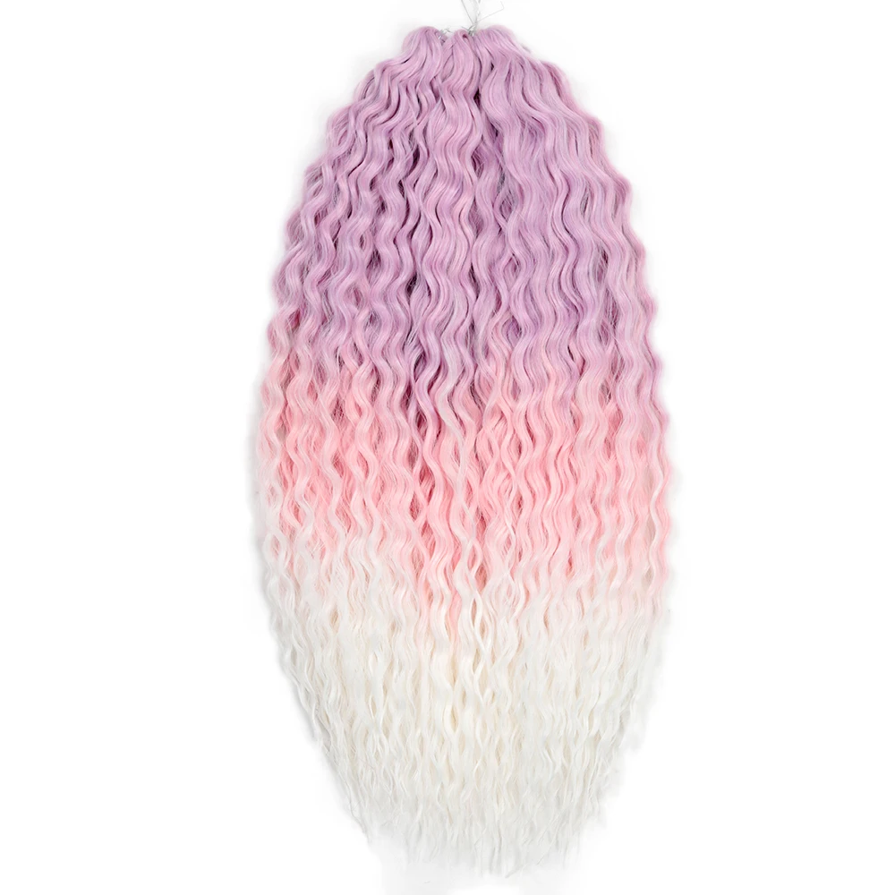 Water Wave Braiding Hair Ariel Curl Ocean Wave Synthetic Crochet Hair Red Pink Omber Smooth Wavy Hair Extension Alibaby image 3