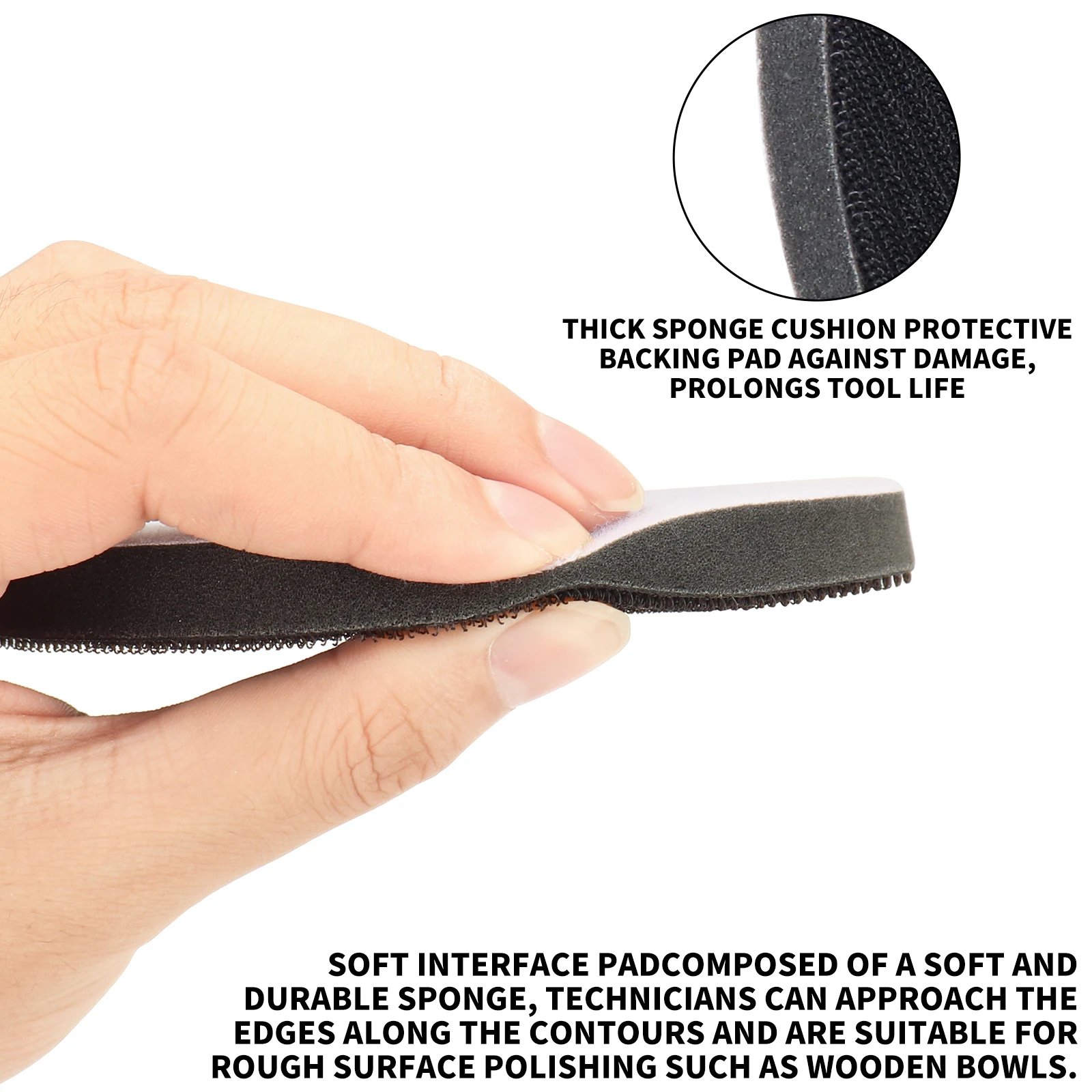 5Pcs 2/3/5 Inch Soft Sponge Interface Pad Hook and Loop Soft Sponge Cushion Buffer Pad for Sander Dremel Accessories Power Tool