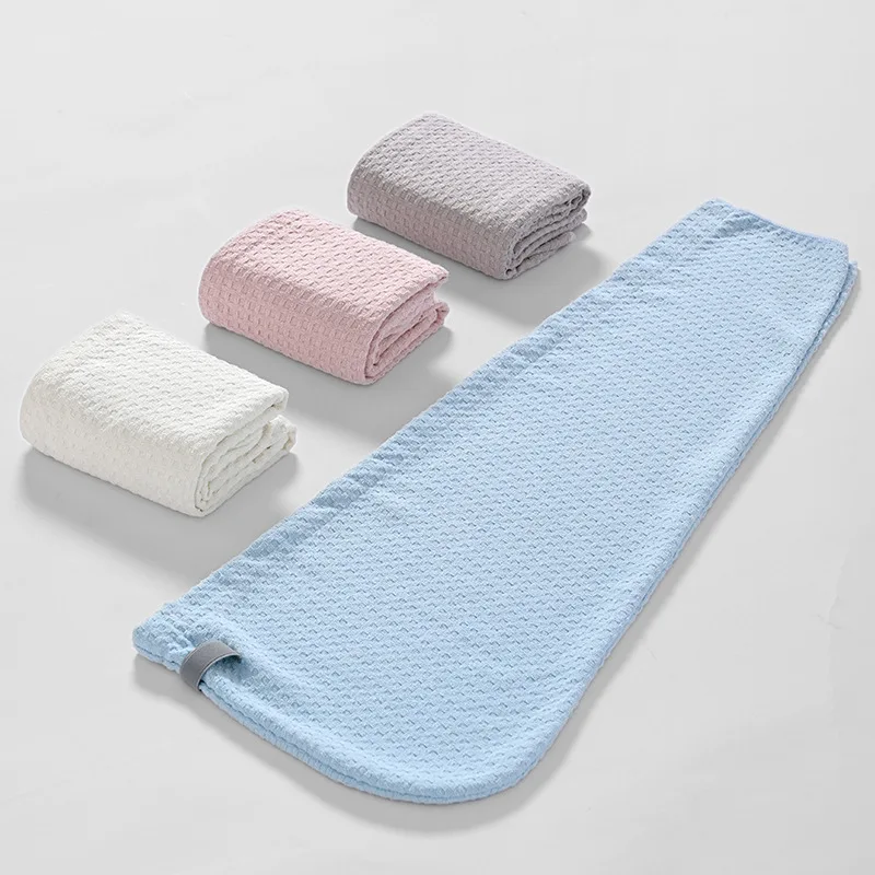 Waffle-Texture Four-Corner Hair-Drying Cap for Women, Wide-Tail Design, Quick-Drying and Absorbent, Lint-Free