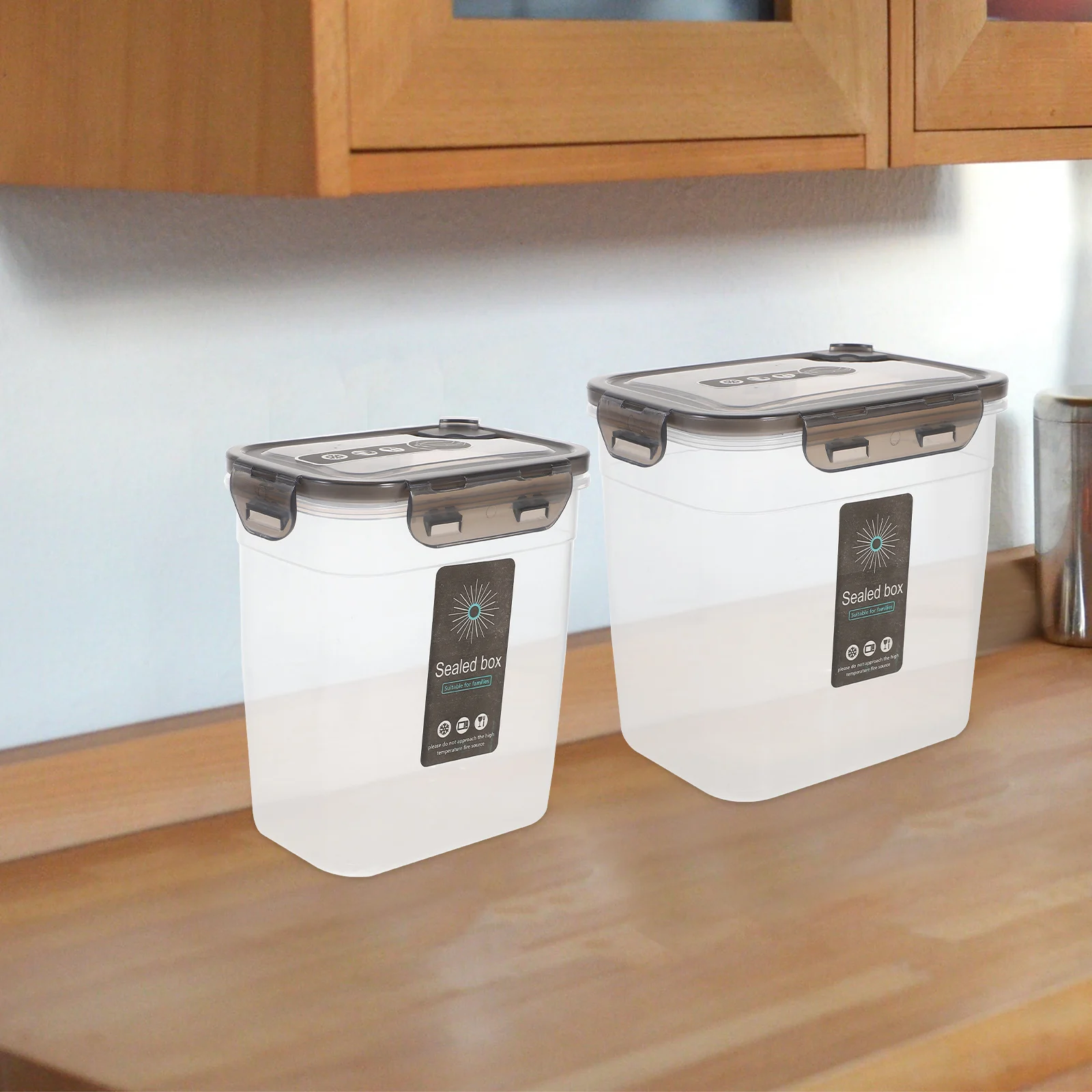 

3pcs 3 Sizes 1.4L 2.5L 3.8L Airtight Food Storage Containers Transparent Kitchen Fridge Boxes Grain Sealed Canisters Plastic