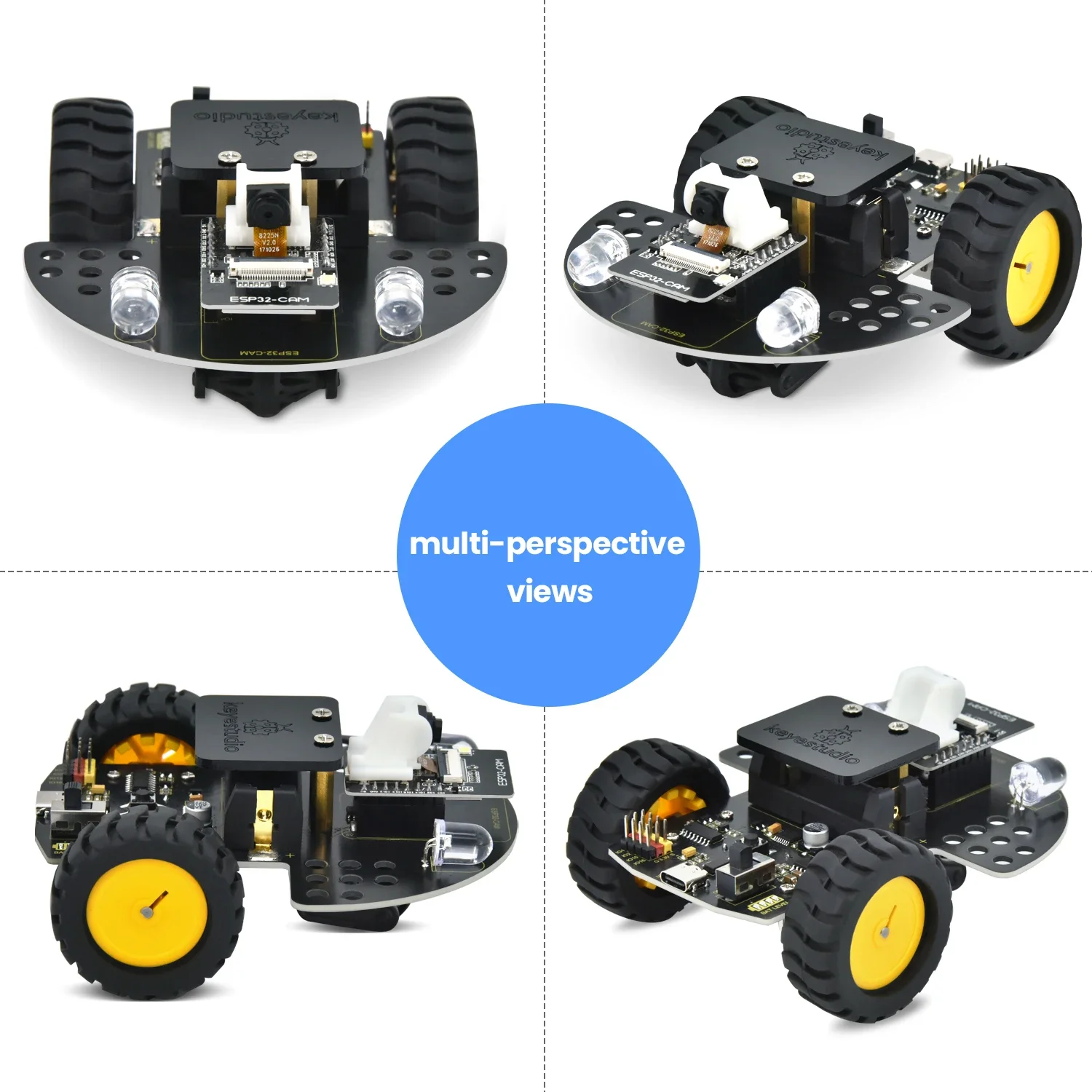 Keyestudio ESP32-CAM Vision Smart Robot Car Arduino-Compatibile Legoeds Blocchi AI Fotocamera Robot Supporto STEM Codifica Regalo per I Bambini