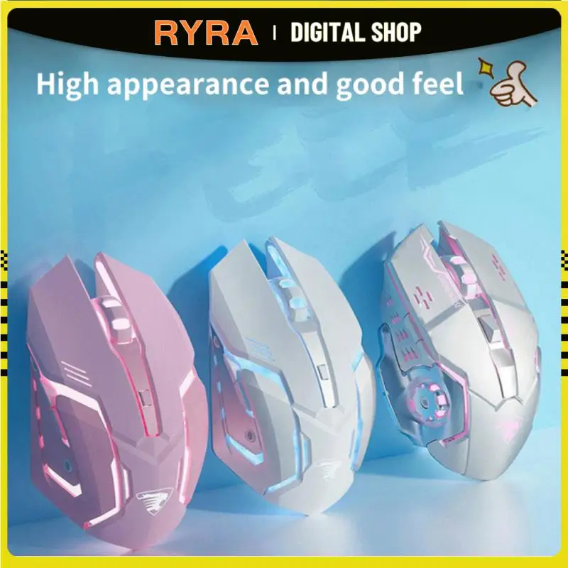 RYRA ماوس سلكي بإضاءة خلفية ماوس ألعاب تنافسي دفتر مكتب مضيئة ماوس ألعاب 3200 ديسيبل متوحد الخواص 4 مفاتيح كمبيوتر مكتبي مريح