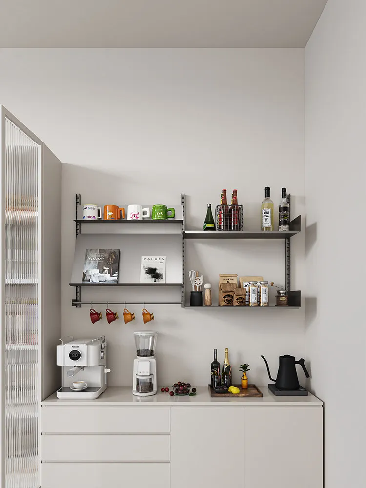 Stainless steel medieval wall rack Small apartment vitsoe dining side display rack Simple module decorative shelf