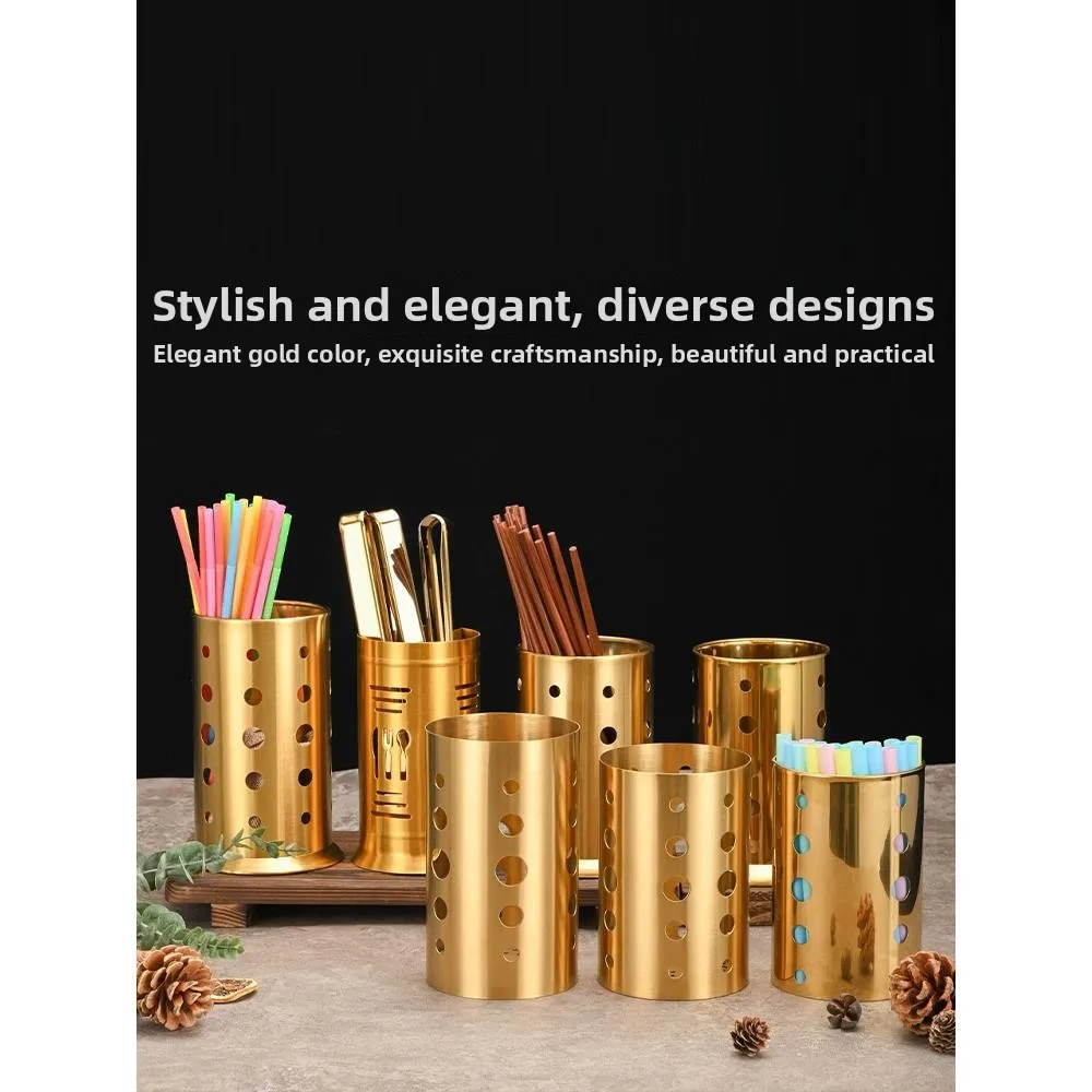 

Thickened Stainless Steel Chopsticks Bucket for Restaurant Drain Pipe Chopsticks Basket Home Use round Shape Single Layer