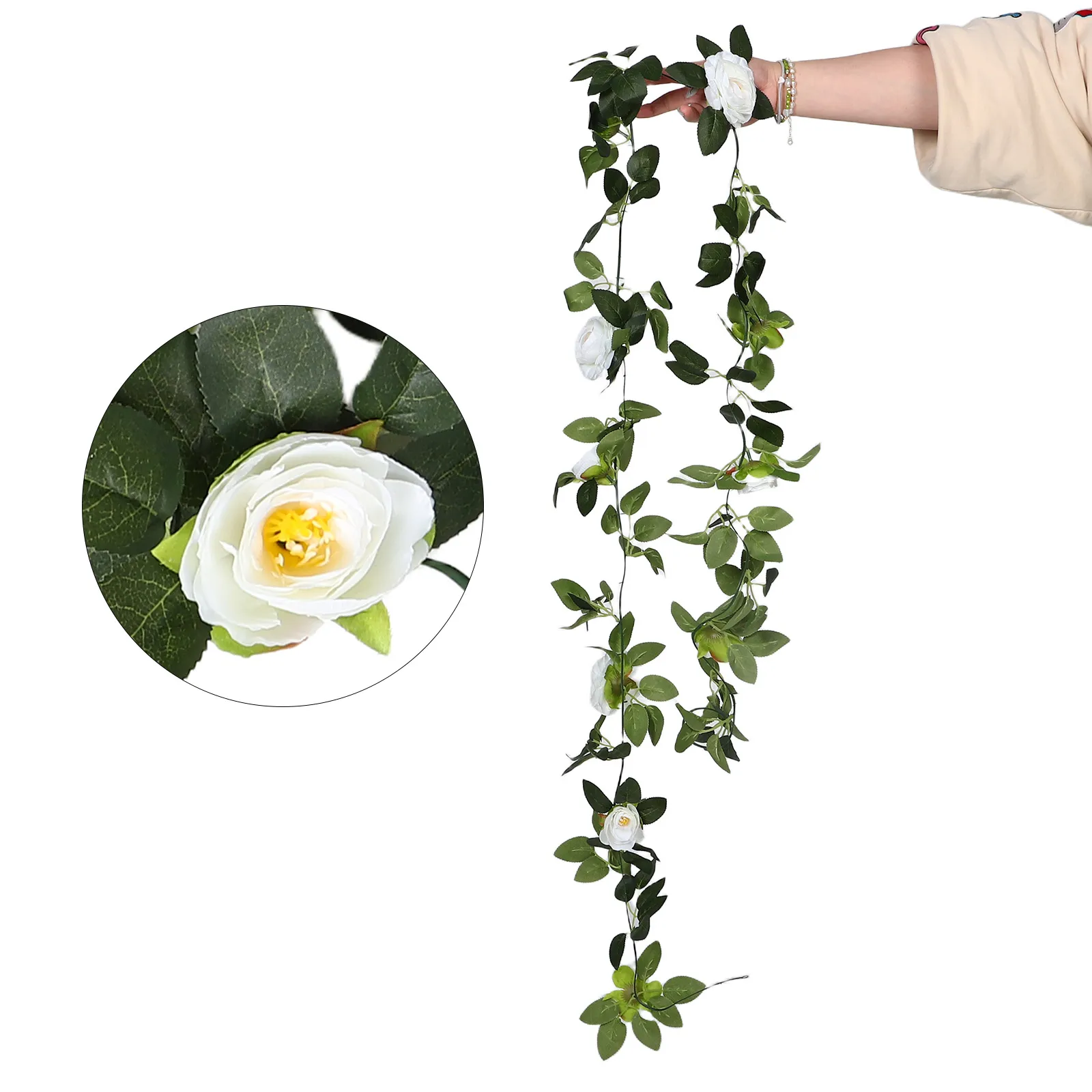 

Realistic Artificial Rose Vine Fake Flowers White Hanging Decor For Wedding Arch Indoor Outdoor Simulation Flower Vine Garlands