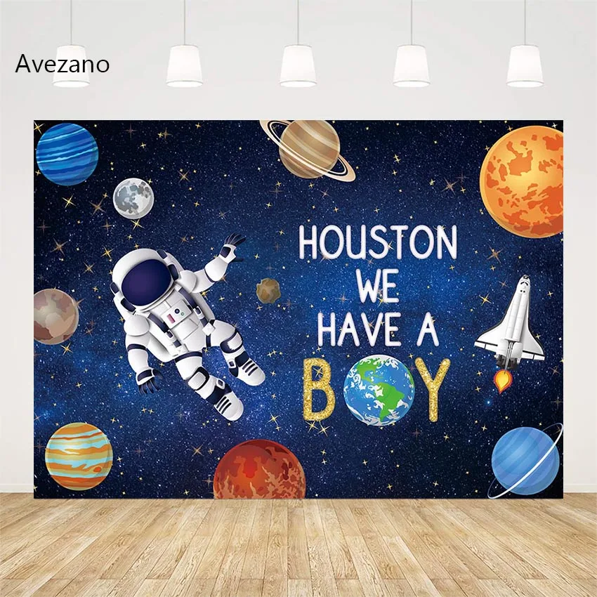 Avezano Outer Space Birthday Decorations Backgrounds for Photography Boy Baby Shower Universe Backdrop Photo Studio Photoshoot