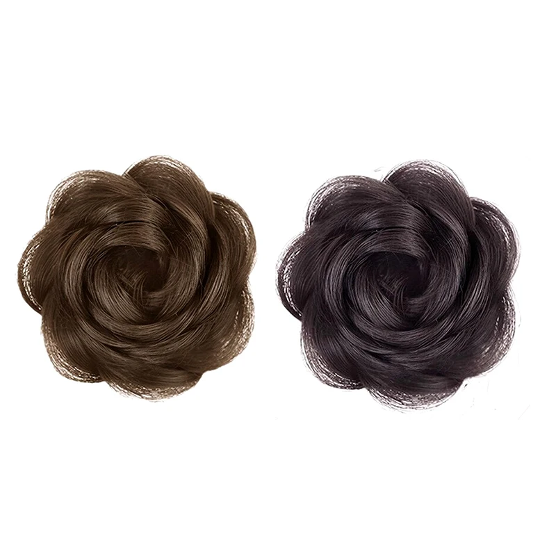 قطعة شعر صناعية مع مشبك منقار البط، إكسسوارات للشعر على شكل كعكة جانبية وردية، قطعة شعر منفوشة للنساء