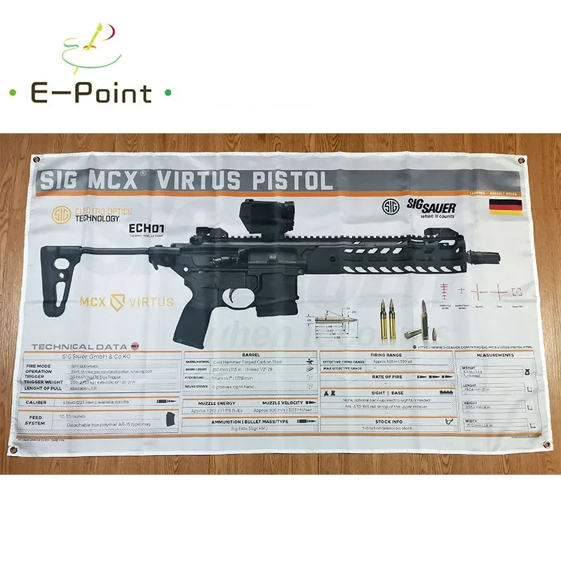 Sig Sauer MCX VIRTUS PISTOL Gun Flag 3ft*5ft (90*150cm) Size Christmas Decorations for Home Banner Indoor Outdoor Decor M129