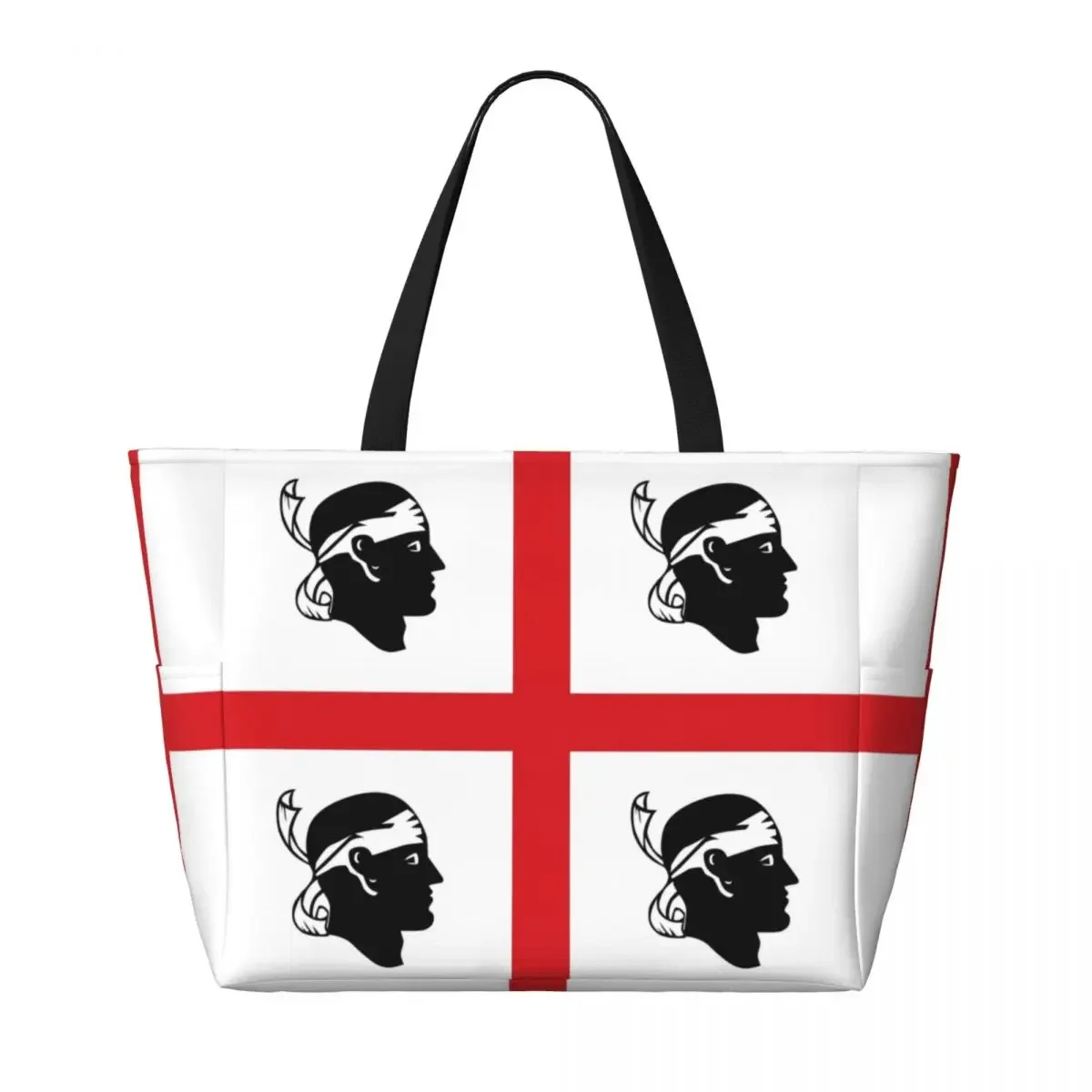 Custom Flag Of Sardinia Beach Tote Bag Women Italy Sardegna Four Moors Large Compartment Beach Gym Travel Bags