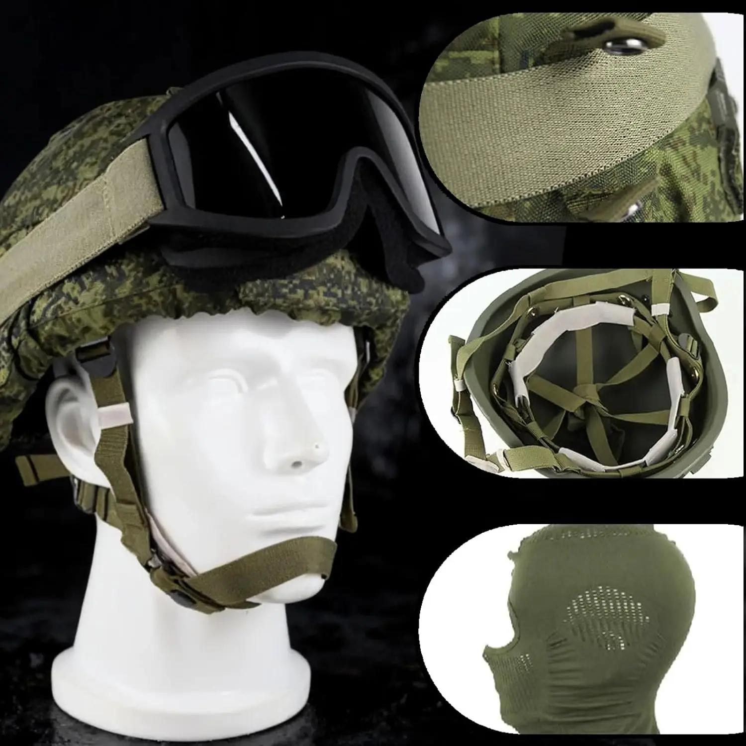 مجموعة خوذات كاملة من Ratnik 6B47 من معدات التمويه الروسية مع غطاء خوذة/نظارات خارجية بدلة خوذة تكتيكية لكرة الطلاء Airsoft